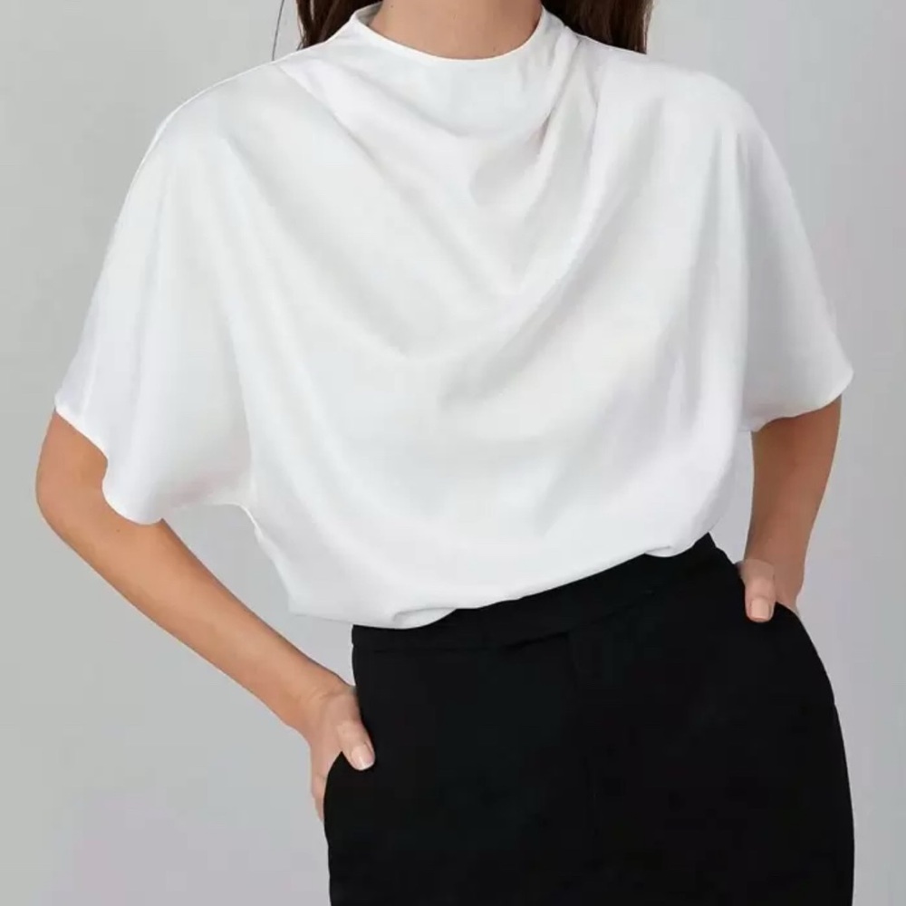 MOTF White Short Sleeve Boxy Blouse